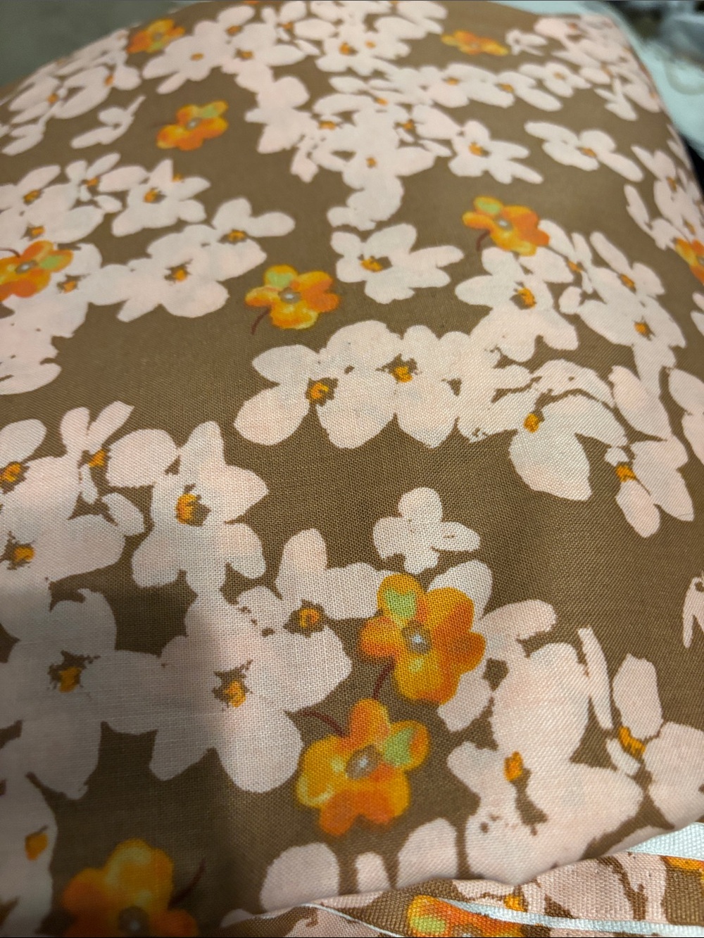 Floral tan and pink Cotton Fabric 6 yard X 45”